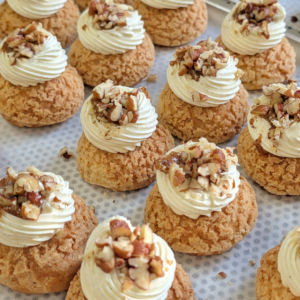 Mini choux vanille/caramel et noix de pécan